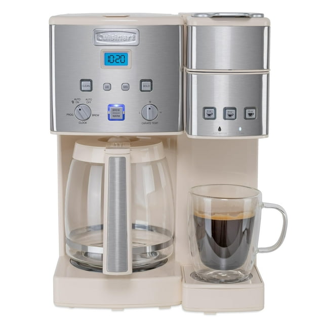 Cuisinart Cafetera Individual + 12 Tazas, Ofrece 3 Tamaños: 6 Onzas, 8 Onzas y 10 Onzas, Crema, SS-15P1CRM