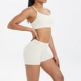 thumbnail image 6 of Lady Oversized Hoodie Suit Set Women 2 Piece Workout Sets, Cropped Cami Tops Yoga Bra with High Waisted Legging Shorts Seamless Gym Athletic Clothing Set White M, 6 of 9