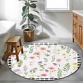 thumbnail image 3 of Round Rugs 4Ft, Spring Floral Round Area Rug Washable Indoor Throw Carpet, Pink Flowers Black White Plaid Pastoral Soft Non Slip Circle Rug for Kitchen Nursery Room Home Decor Aesthetic, 3 of 8