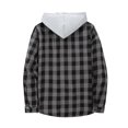 thumbnail image 3 of Men's Plaid Long Sleeve Shirt Men's Pocket Button Hooded Sweatshirt XL, 3 of 3
