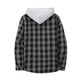 thumbnail image 3 of Men's Plaid Long Sleeve Shirt Men's Pocket Button Hooded Sweatshirt 2XL, 3 of 3