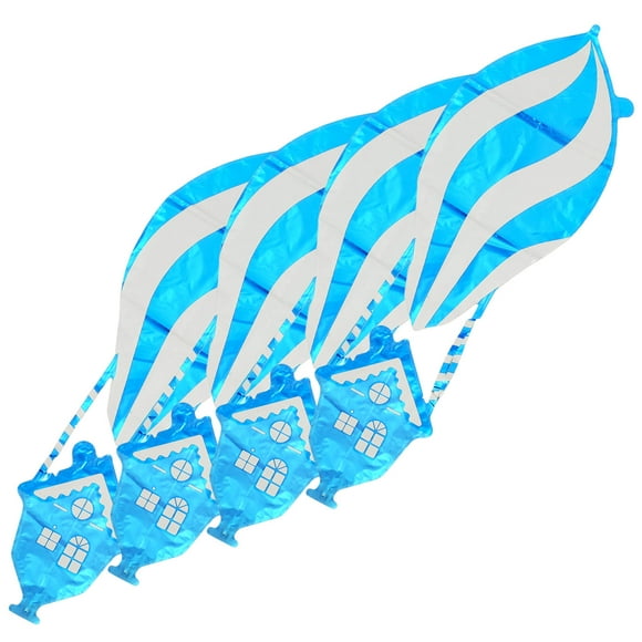 WHAMVOX 4Pcs Blue Hot Air Balloon Aluminum Foil Balloon for Party Decorations and Event Decor