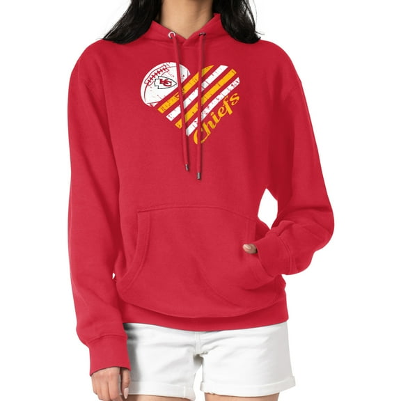 Women's G-III 4Her by Carl Banks Red Kansas City Chiefs Heart Graphic Fleece Pullover Hoodie