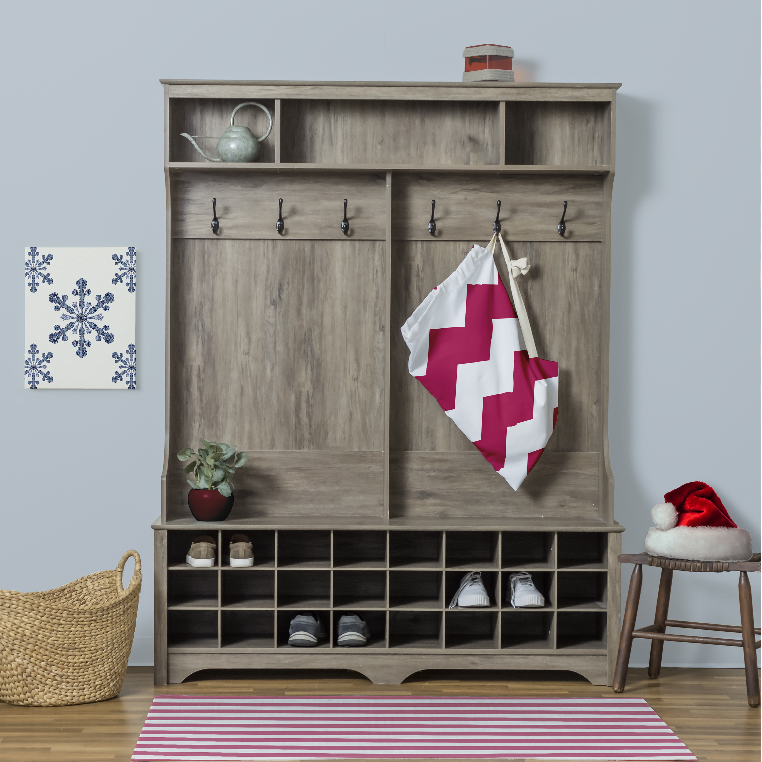 Simply Daisy Bold Chevron Stripe 18 x 29 in Fuchsia Laundry Bag