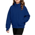 thumbnail image 7 of Fesfesfes Girls Full Zip Stand Collar Fleece Jacket with Pockets and Thumbholes, Casual Solid Color Top for Kids School Daily Wear Ages 5-15 Years, 7 of 7