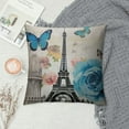 thumbnail image 2 of COMIO  Blend Eiffel Tower Pattern Cushion Cover Pillowslip Square Decorative Throw Pillow Case, 2 of 5