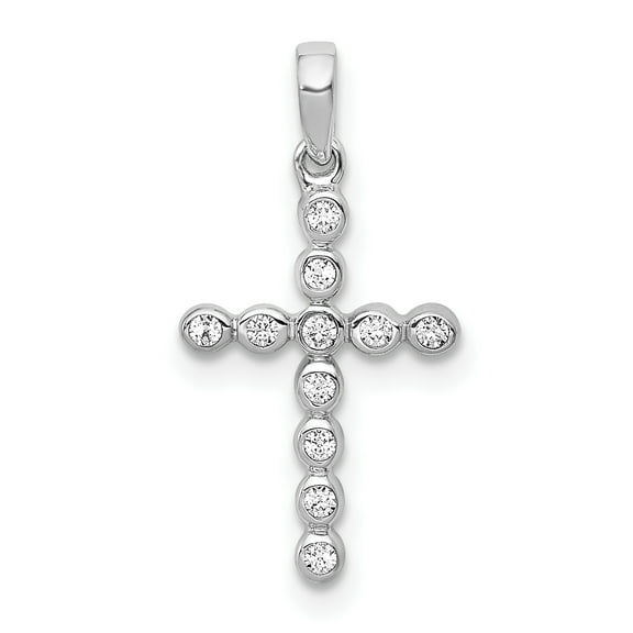 Finest Gold 14K White Gold 0.1CT Diamond Cross Pendant