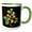 Green/White, variant on 3drose, Futuristic Floral Morning Glory Abstract Art, 15oz Two-tone Blue Mug