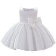 thumbnail image 2 of cllios Toddler Girls Satin Embroidery Rhinestone Bowknot Birthday Party Gown Long Dresses, 2 of 9