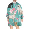 thumbnail image 2 of Wearable Oversized Blanket,Labrador Dogs with Pioneer Flower Wearable Blanket Hoodie for Adults,Cozy Hooded Blankets with Super Pockets,Super Warm Fuzzy Pullover for Women & Men, 2 of 6