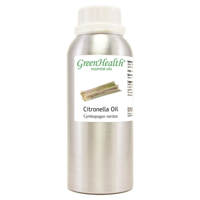 Citronella Essential Oil - 8 fl oz (237 ml) Aluminum Bottle w/Plug Cap - 100% Pure Essential Oil - GreenHealth