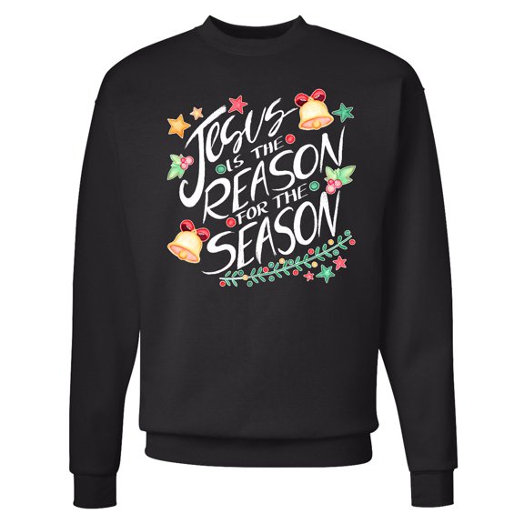 Inktastic Jesus is the Reason for the Season Christmas Bells and Stars Adult Sweatshirt