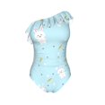 thumbnail image 4 of Yiaed Cute Bunny Print Women One Piece Swimsuits Tummy Control One Shoulder Bathing Suits Pattern Ruffle Swimwear-X-Large, 4 of 8