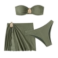 thumbnail image 6 of Bikini Sets for Women 3 Piece Strapless Bandeau Bikini Top Swim Bottom Sarong Wraps Swim Skirt Bathing Suits Swimwear, 6 of 6