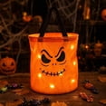 thumbnail image 4 of Trick-or-treat bags,Glowing LED Candy Bag for Halloween Light Up Trick or Treat Tote with Sturdy Handles Large Capacity for Kids Party Decor,Halloween Gifts for Kids(B), 4 of 7