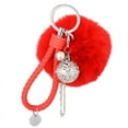 thumbnail image 2 of SPRING PARK Women Hollow Ball Pompom Keychain Keyring Car Key Ring Chain Charm Bag Pendant Decor, 2 of 8