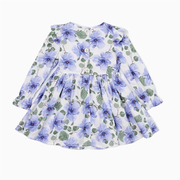 Vedolay Toddler Girls Dress Girls Ruffle Sleeve Dress Kids V Neck Button Down Tiered Swing A-Line Summer Beach Sundress,Blue 24 Months