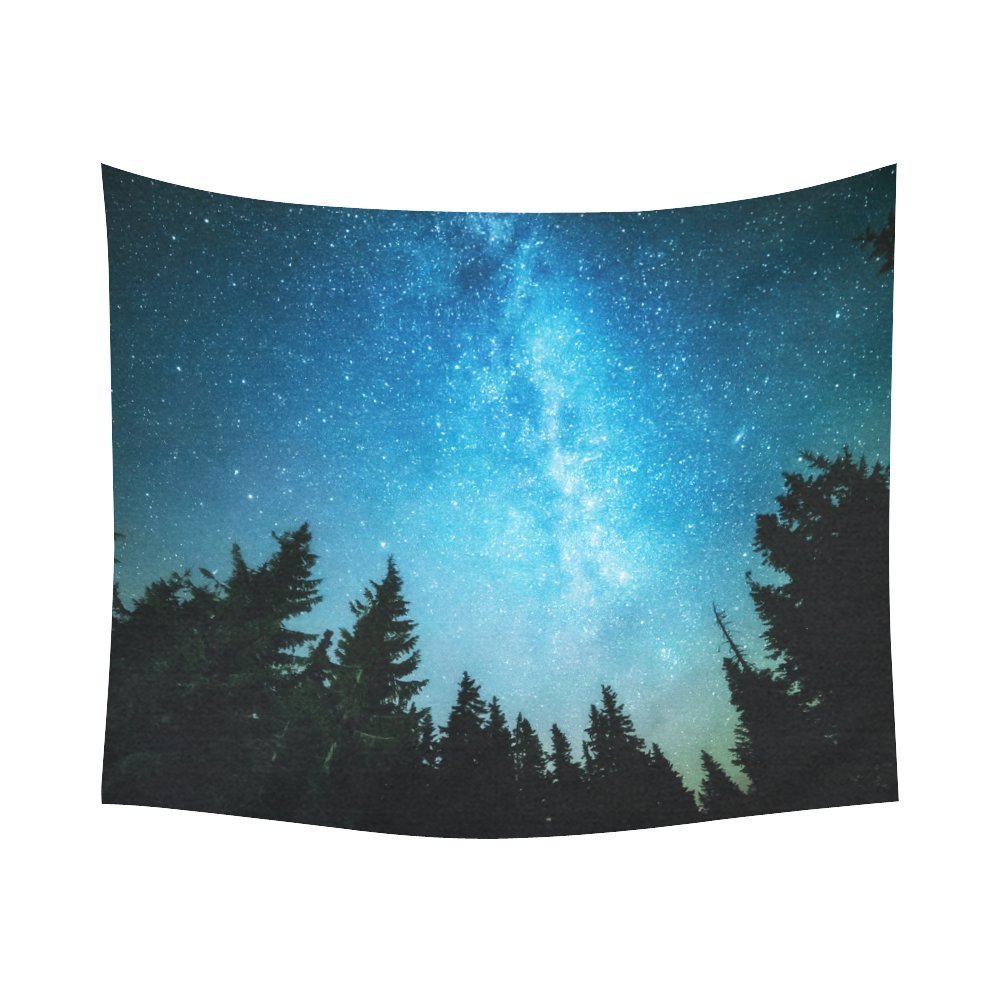 Gckg Night Sky Forest Tapestry Wall Hanging Starry Night Milky