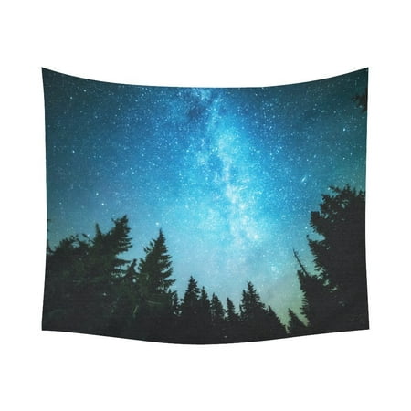 GCKG Night Sky Forest Tapestry Wall Hanging Starry Night Milky Way Celestial Wall Decor Art for Living Room Bedroom Dorm Cotton Linen Decoration 51 x 60