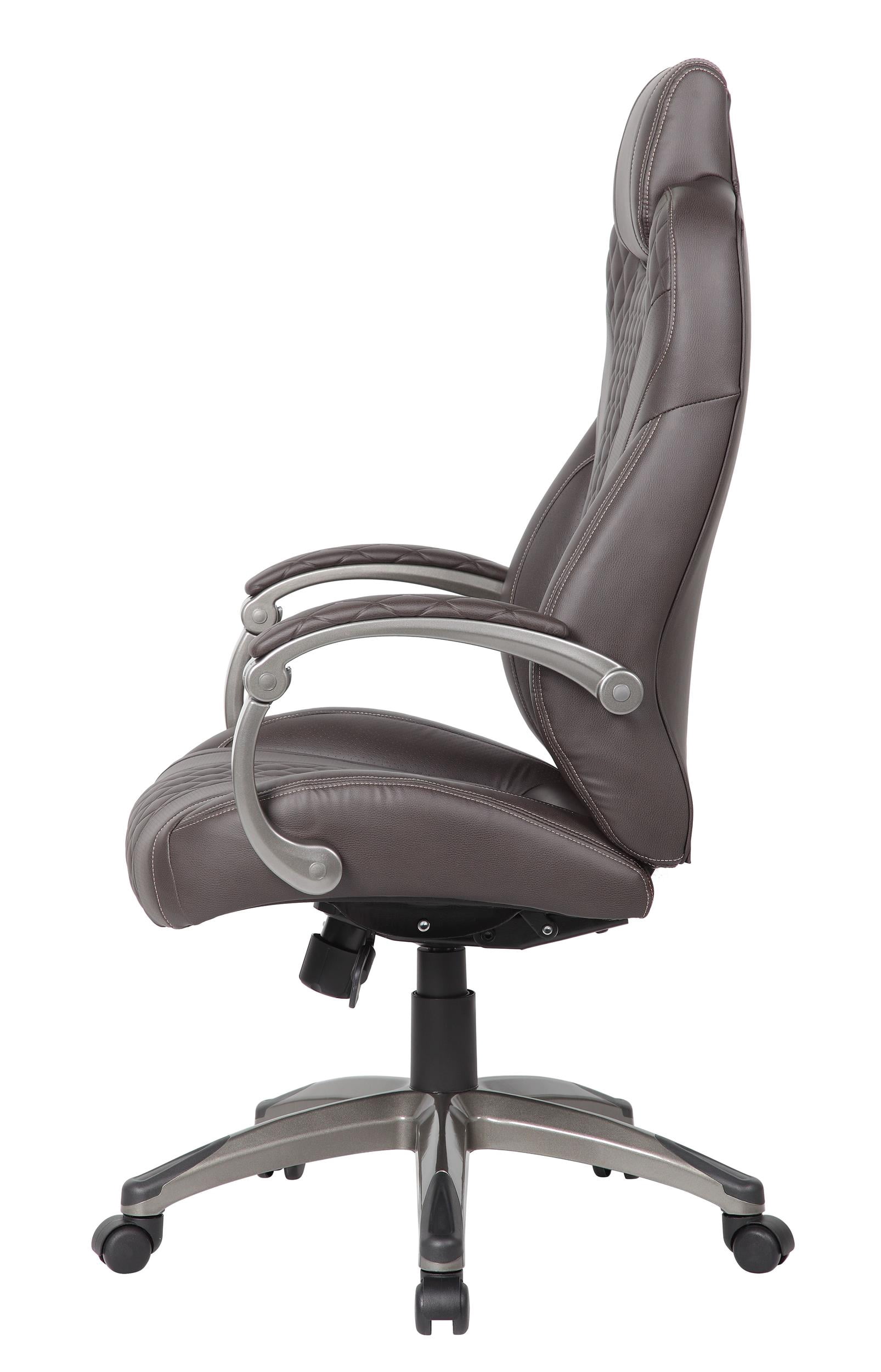 Boss Office Products Executive Hinged Arm Chair with Casters, Brown