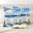 thumbnail image 3 of Coastal Sea Wave Blue Outdoor Waterproof Pillow Covers, Nautical Ocean Beach Plant Decorative Square Throw Pillowcase Sofa Cushion Sham for Patio/Couch/Chair, 26"x26" 2 Pack, 3 of 8