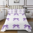 thumbnail image 1 of Erosebridal Kawaii Ribbon Coverlet Set King, Princess Cartoon Bedspread Sets King Size, Stripes Geometric Bedding Set, Ultra Soft Room Decorative, 3pcs, 1 of 6