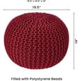 thumbnail image 5 of · REDEARTH · Round Pouf Ottoman - Hand Knitted Cable Boho Poof - Foot Stool Bean Bag - Home Décor Stuffed Footrest for Living Room - Nursery - Bedroom - 100% Cotton Poufs (19.5"x19.5"x14") - Red, 5 of 7