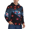 thumbnail image 2 of Uemuo Cosmic Red Sparkle Dice Pattern Men's Hoodie - Casual Pullover Hoodie with Kangaroo Pocket, Stylish Hooded Sweatshirt for Everyday Wear-Large, 2 of 7