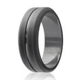 thumbnail image 2 of Alianza de boda de silicona - Línea media grabada - Gris de ROQ para hombre - Anillo de 11 mm, 2 of 2