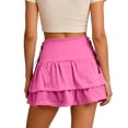 thumbnail image 4 of ZunFeo Womens Hot Pink High Waisted Athletic Skort with Built-in Shorts, Tiered Ruffle Tennis Skirt for Yoga Workout Running,Size S, 4 of 5