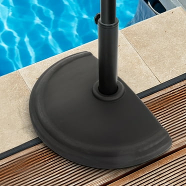 Nuu Garden Patio Umbrella Base 17.7’’ Half Round Umbrella Stand for φ1.5’’-1.9’’ Poles, 20.9 LBS Heavy Duty Outdoor Umbrella Base Stand for Garden, Backyard, Poolside, Black