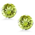 thumbnail image 3 of Gem Stone King 925 Sterling Silver Green Peridot Stud Earrings for Women Men (2.00 Cttw, Gemstone Birthstone, Round 6MM), 3 of 7