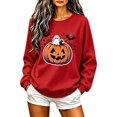 thumbnail image 2 of TKLPEHG Halloween Sweatshirts for Women 2026 Fashion Funny Ghost Jack O Lantern Pumpkin Graphic Sweatshirt Long Sleeve Crewneck Pullover (Red,S), 2 of 6
