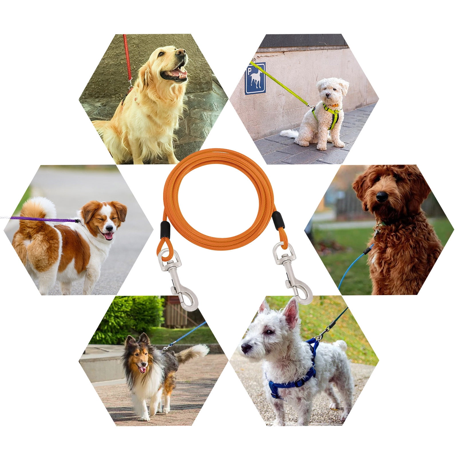 Pet Outdoor Dog Tie Out 8m Leash with Swivel Chains for Yard Camping Outdoor Pet Restraint and Training