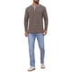 thumbnail image 2 of Camisetas Henley de Rayas de Colores Contrastantes de Manga Larga Casual para Hombre XL Marrón Oscuro, 2 of 6