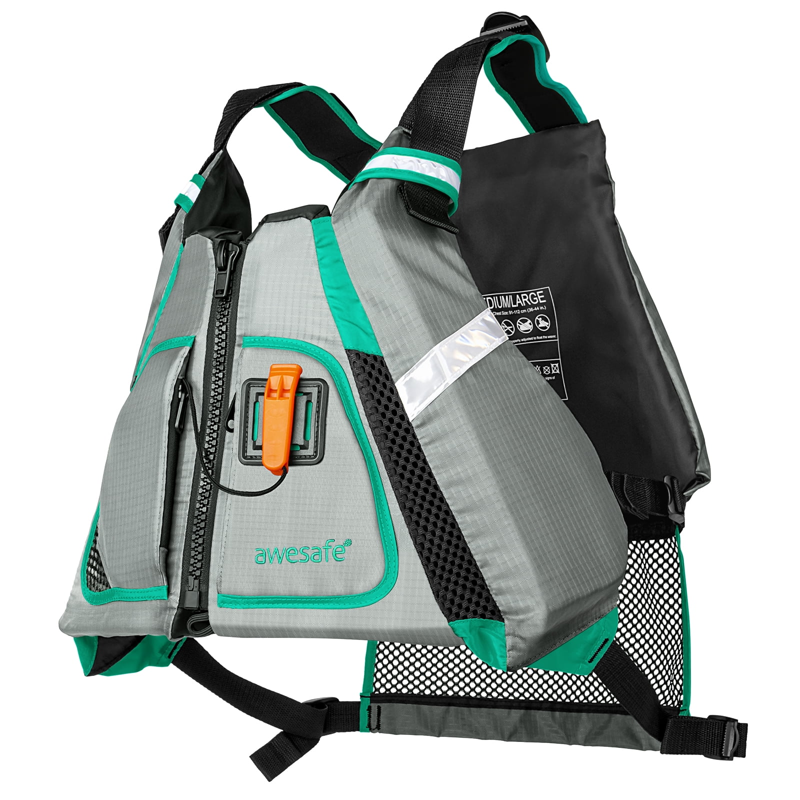 Awesafe Adult Life Jacket, Watersport Universal Vest, Aqua Blue, M/L