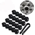 thumbnail image 1 of GLOSS BLACK ALLOY WHEEL NUT CAP SET - 17mm - Universal Fit, 1 of 5