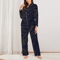 thumbnail image 6 of Salouo Copper-Gold Gloss Outline Flower Pattern Women's Pajamas Set Long Sleeve Button Down Sleepwear Soft Pj Lounge Sets for women 2 Piece Pjs Set with Long Pants -XX-Large, 6 of 8