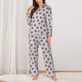 thumbnail image 2 of Yiaed Hand Drawn Strawberry Print Pajamas Women's Long Sleeve Sleepwear Soft Button Down Loungewear Pjs Lounge Set Nightwear Womens Pajama Pants-Small, 2 of 7