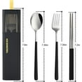 thumbnail image 6 of BZUEPRS Travel Utensils with Case, Stainless Steel Reusable Camping Silverware Set for Lunch Box, Portable Cutlery Kit Includes Fork, Spoon, Chopsticks (Black), 6 of 8
