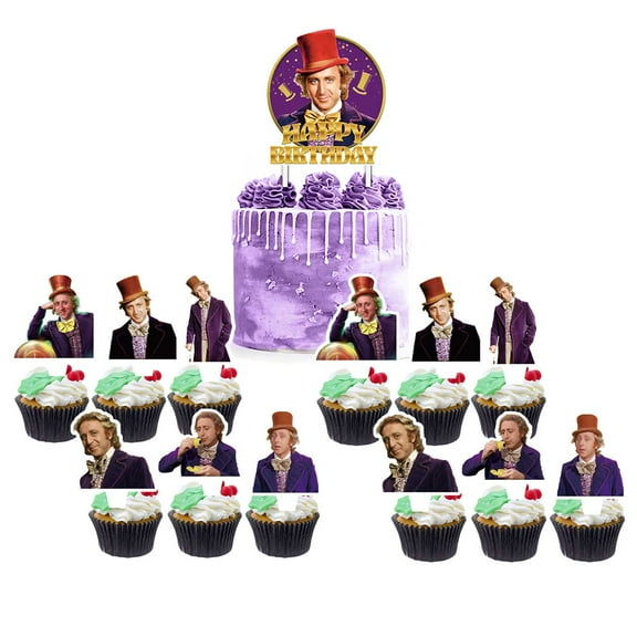 Willy Wonka Cake Topper Cupcake Set Party Supplies Decoration Birthday Decor Kit