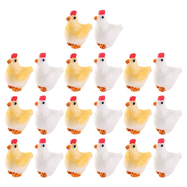 20 piezas Mini figuras de pollo para jardín, Micro paisajismo, decoraciones de gallina, decoraciones de jardín