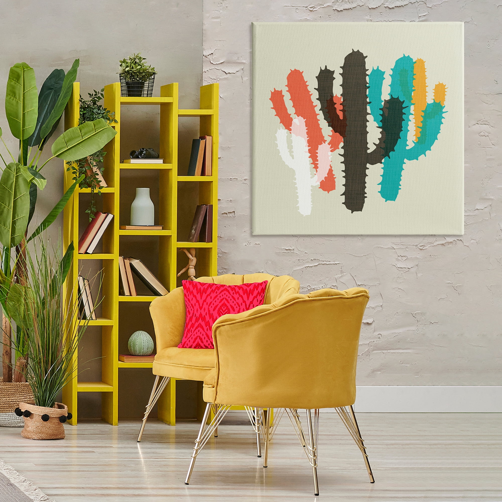 Stupell Industries Overlapping Cactus Pattern Botanical & Floral Painting Gallery Wrapped Canvas Art Print Wall Art, 36 x 36