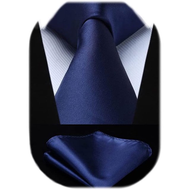 GHSDFBB Mens Solid Color Ties Formal Satin Necktie and Pocket Square Set Wedding, by