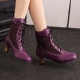 thumbnail image 3 of IUJSOY Womens Victorian Lace Booties Wedding Bridal Ankle Boots Witch Boots Mid Heel Shoes, 3 of 5