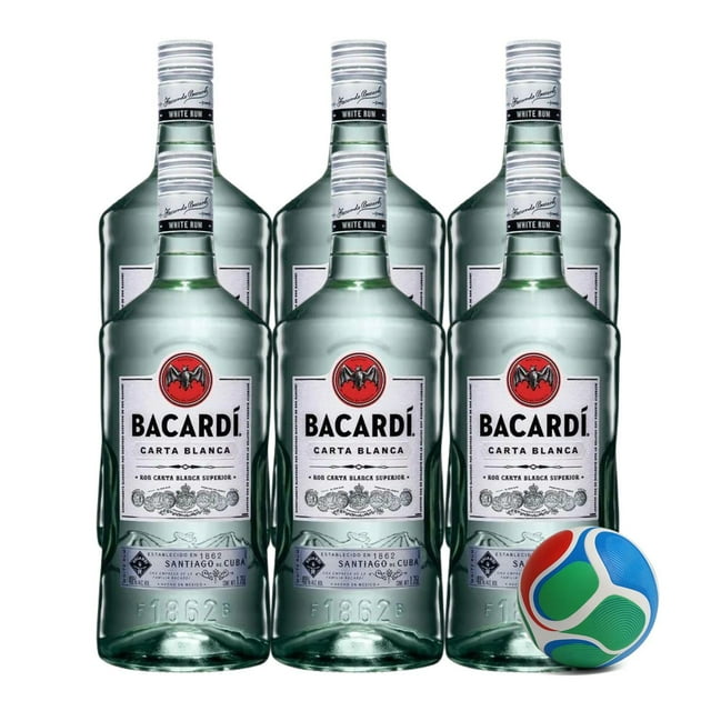 6 Ron Bacardi Carta Blanca 1.75 L + Balón Mini