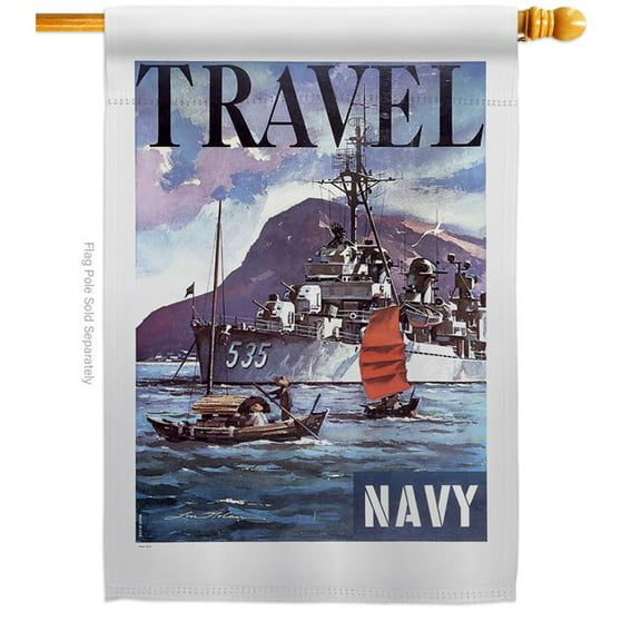 US Brotherhood H183016-BO 28 x 40 in. Traval Navy House Flag with Armed Forces Double-Sided Decorative Vertical Flags Decoration Banner Garden Yard Gift