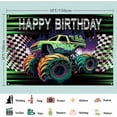 thumbnail image 2 of Truck Banner Backdrop Green Purple Truck Birthday Party Decorations Supplies for Boys Kids Cars Backdrop Happy Birthday Sign Party Banner Car Theme Photo Poster Background 5x3ft, 2 of 10
