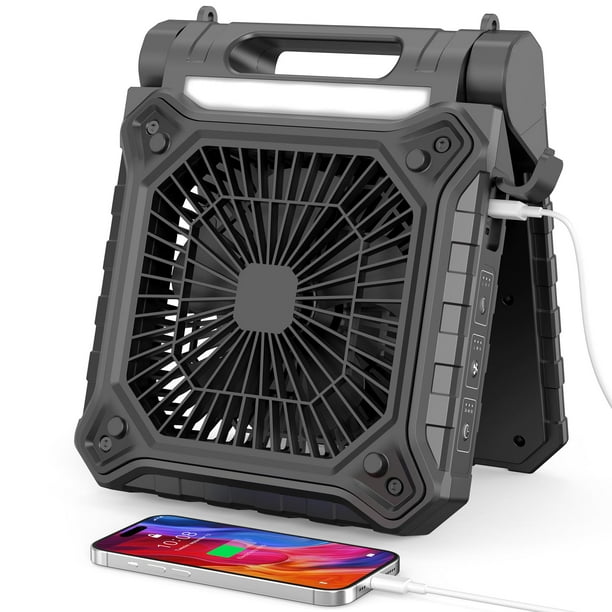 Ventilador solar AddAcc de 10 pulgadas con panel solar, 3 velocidades y luz LED