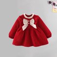 thumbnail image 5 of Zwiiyzr 8M-4T Infant Baby Girls Corduroy Tutu Dress Kids Long Sleeve Bow Knot Ruffled Dress Toddler Birthday Party A-Line Princess Gown Red, 5 of 7